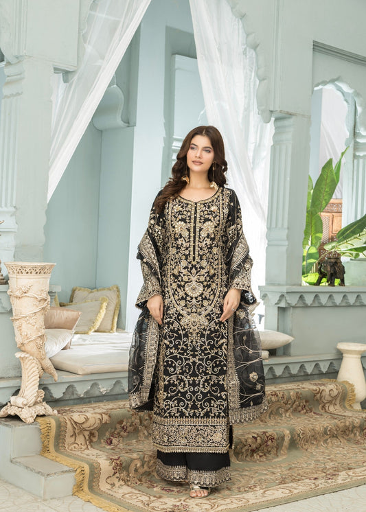 Chandani Black | 3pcs Organza