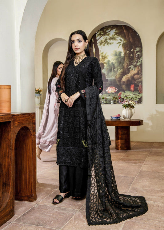 Black Luxe Pret | 3pcs Chiffon Kurta Set