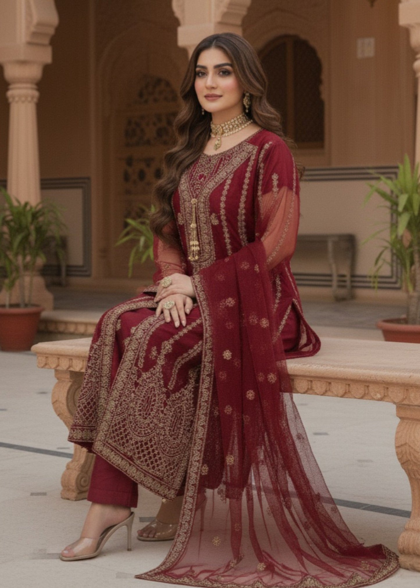 Red Elegance | 4pcs Net Maxi