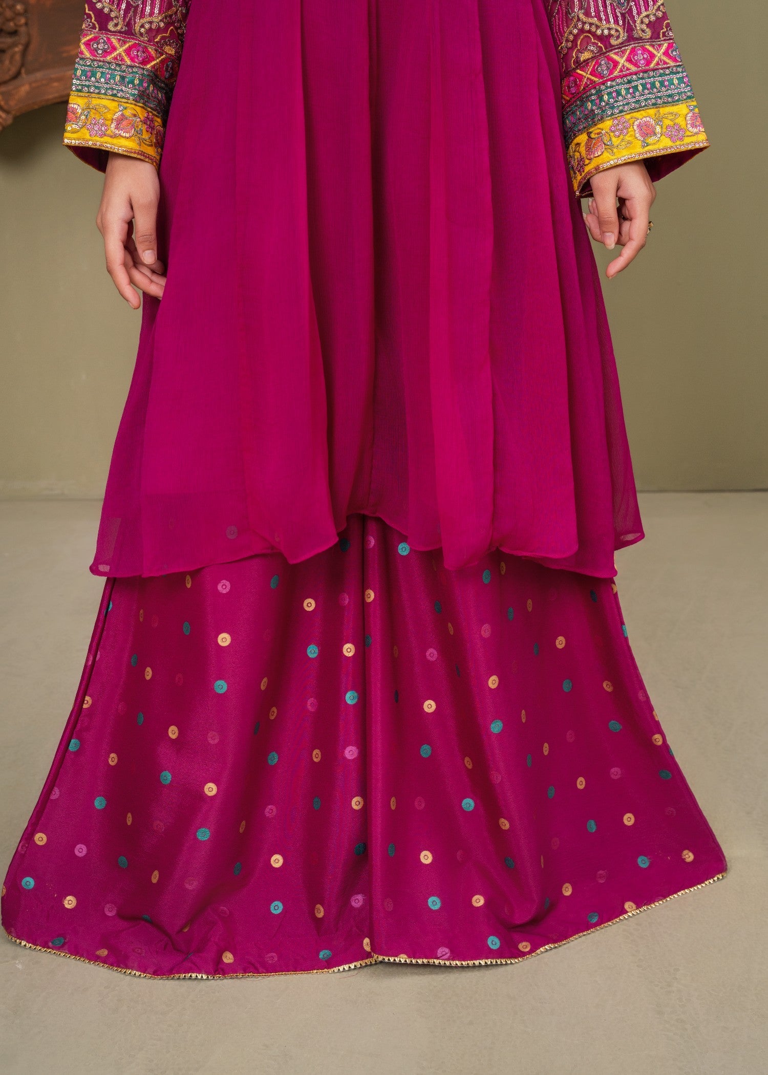 Shocking Dots - 3pc Chiffon Frock
