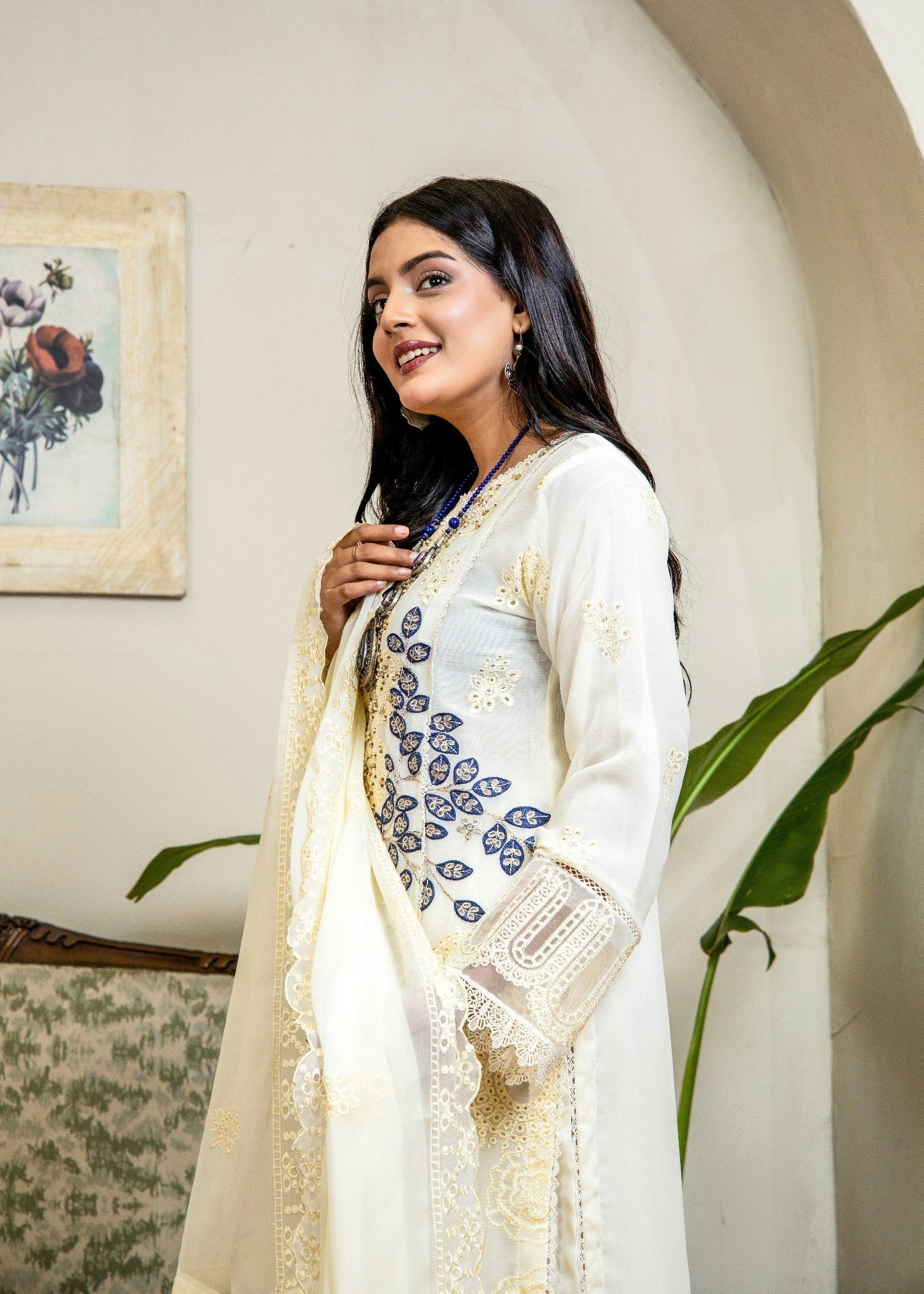 Ivory Elegance Pret | 3pcs Chiffon Set