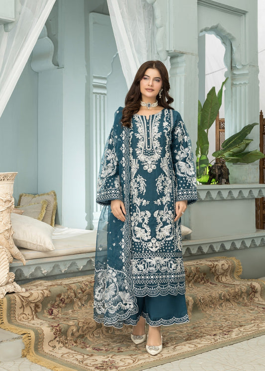 Baagh Teal | 3pcs Organza