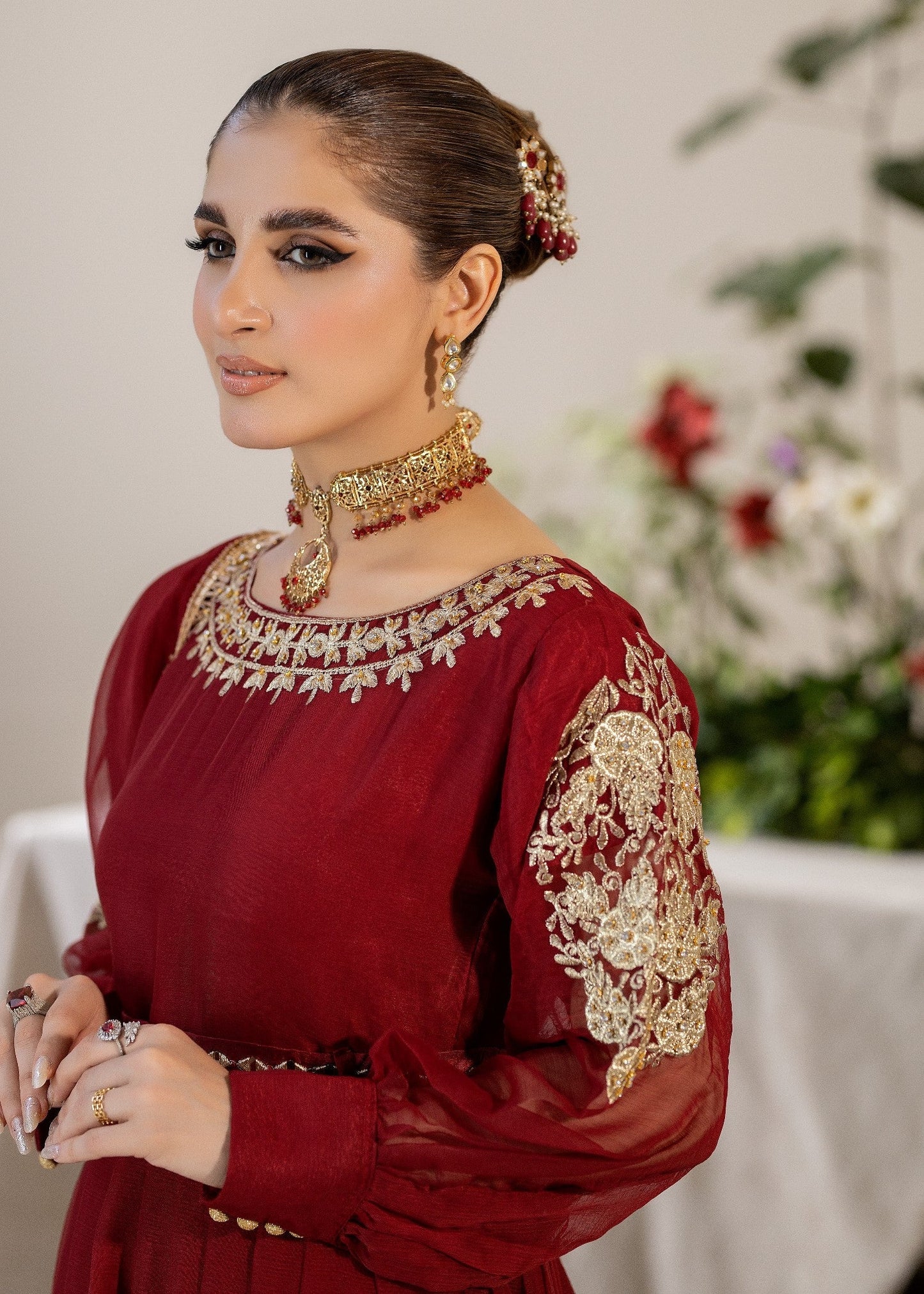 Maroon Bliss | 3pcs Chiffon Maxi