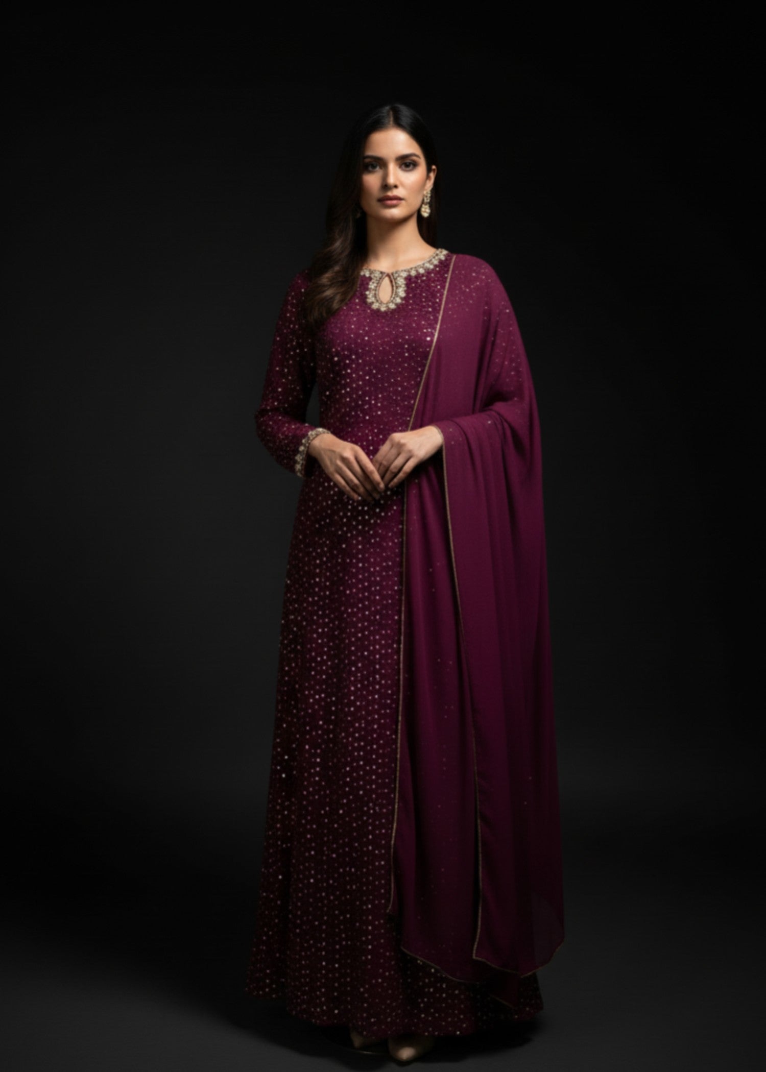 Wine Bliss | 3pcs Chiffon Maxi