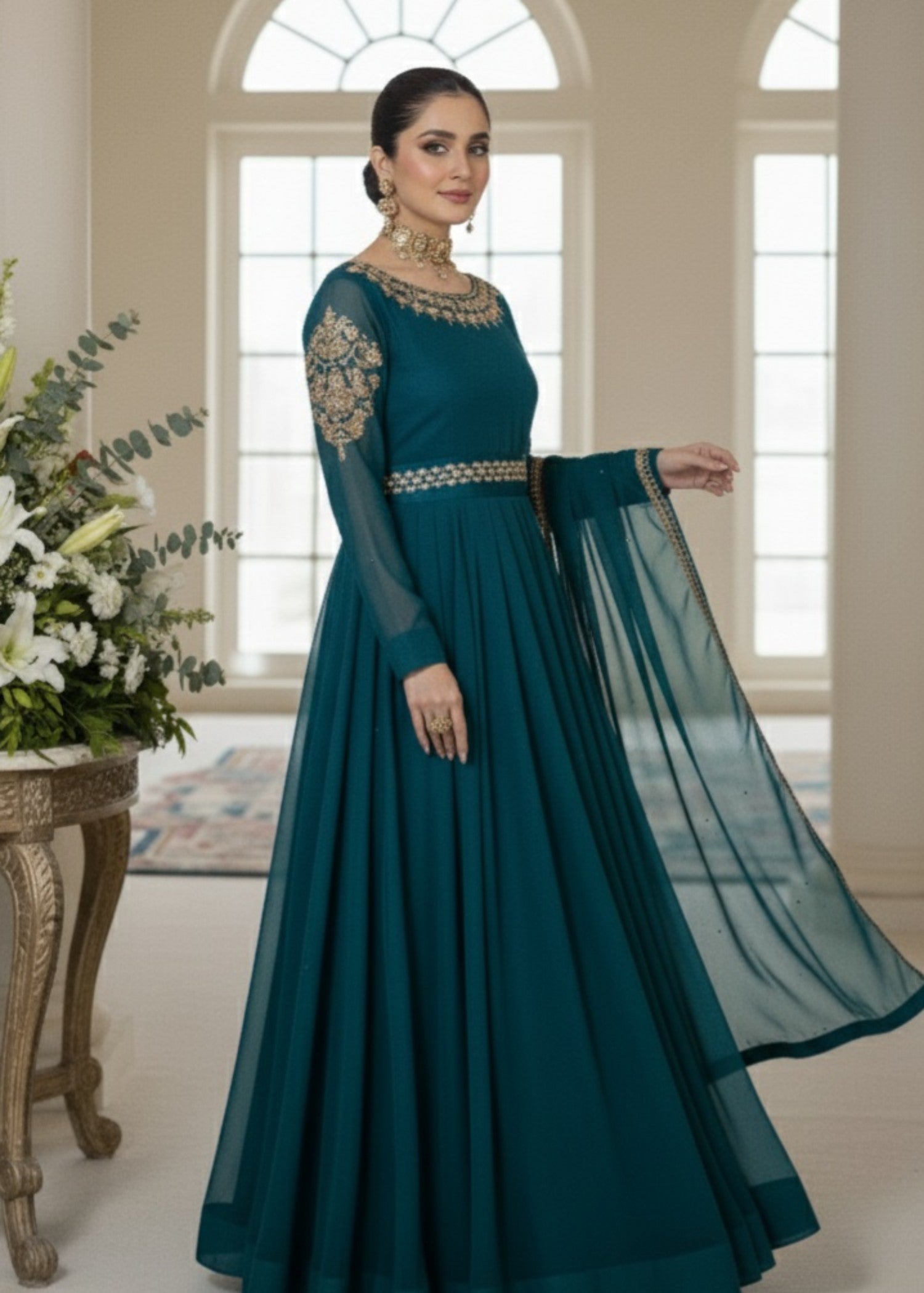 Blissful Blue- 3pc Polyester Chiffon