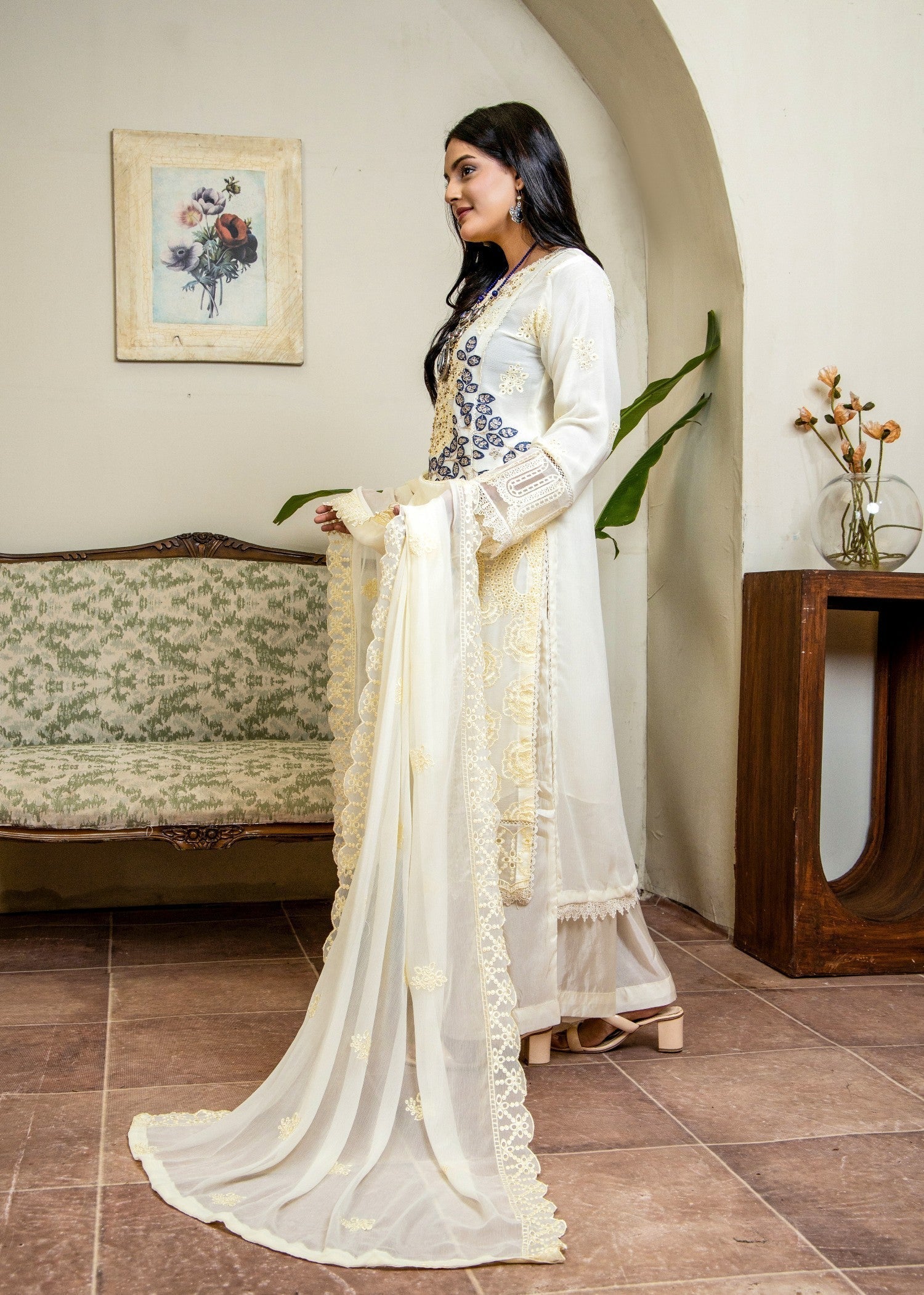 Ivory Elegance Pret | 3pcs Chiffon Set