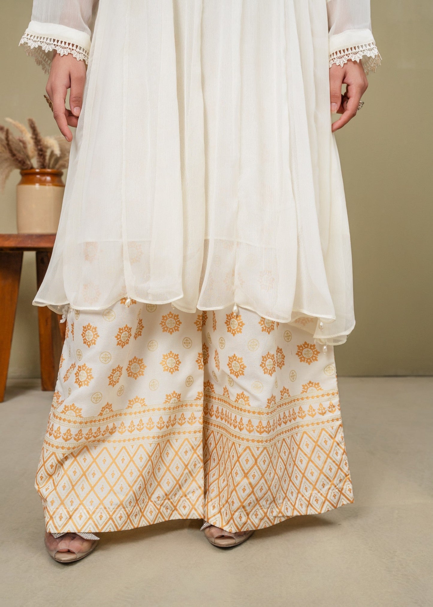 Shehnai White - 3pc Chiffon