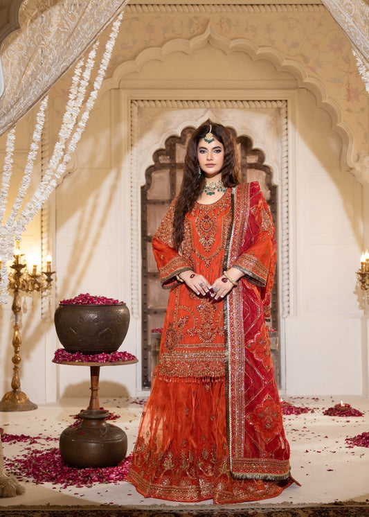 Sunset Gharara | 3pcs Organza