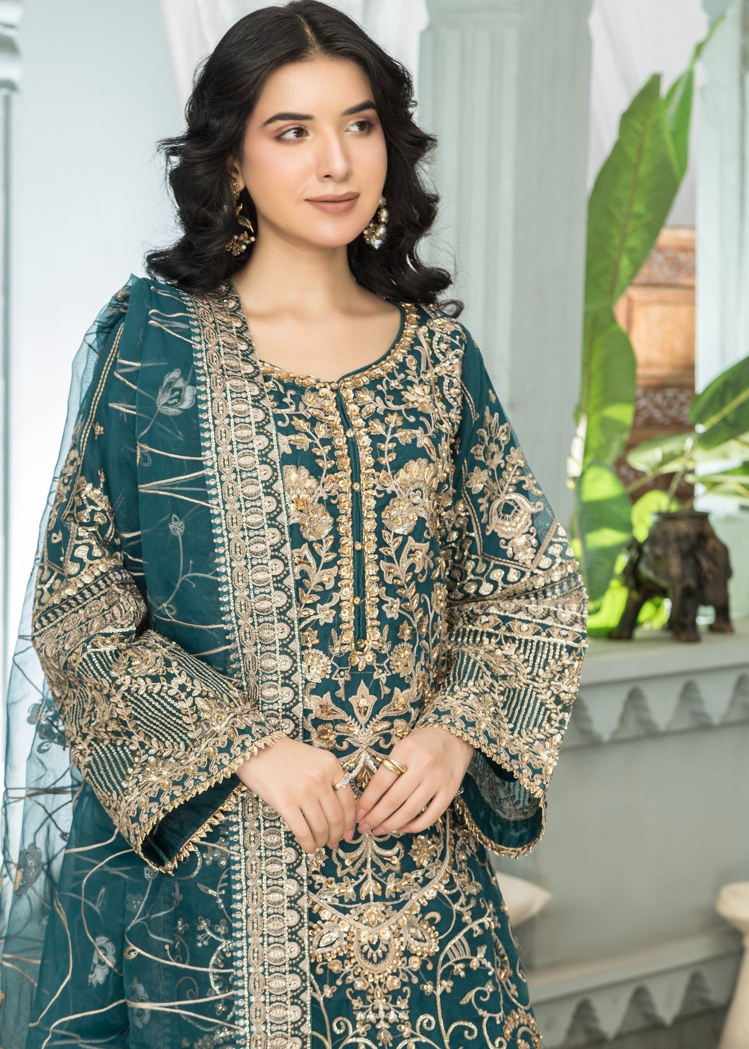 Taara Teal | 3pcs Organza