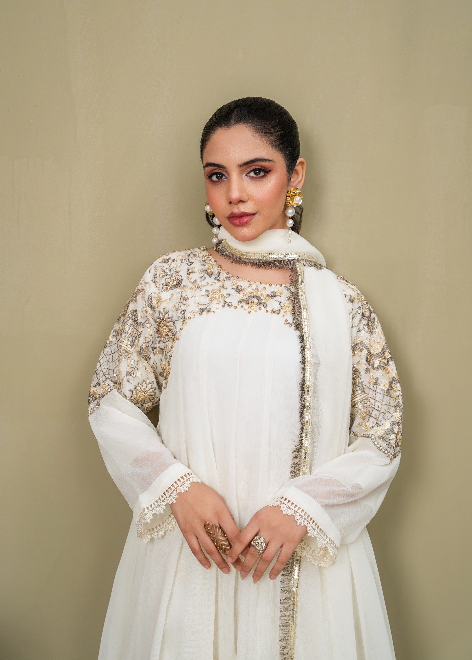 Shehnai White - 3pc Chiffon