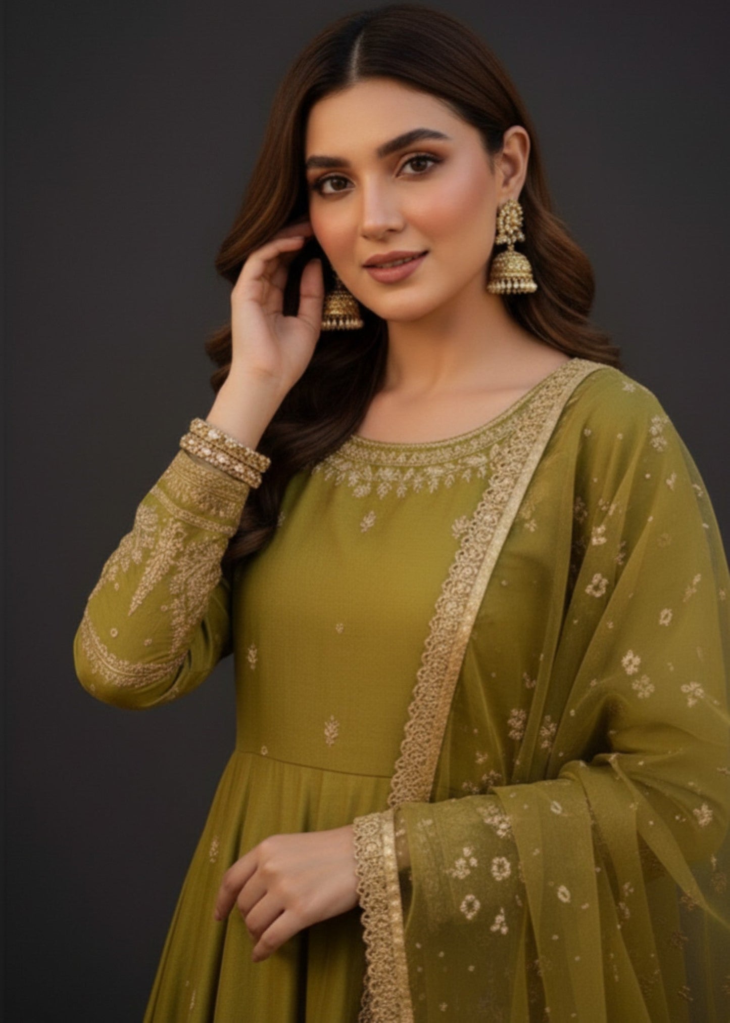 Olive Bloom | 3pcs Kattan Silk Maxi