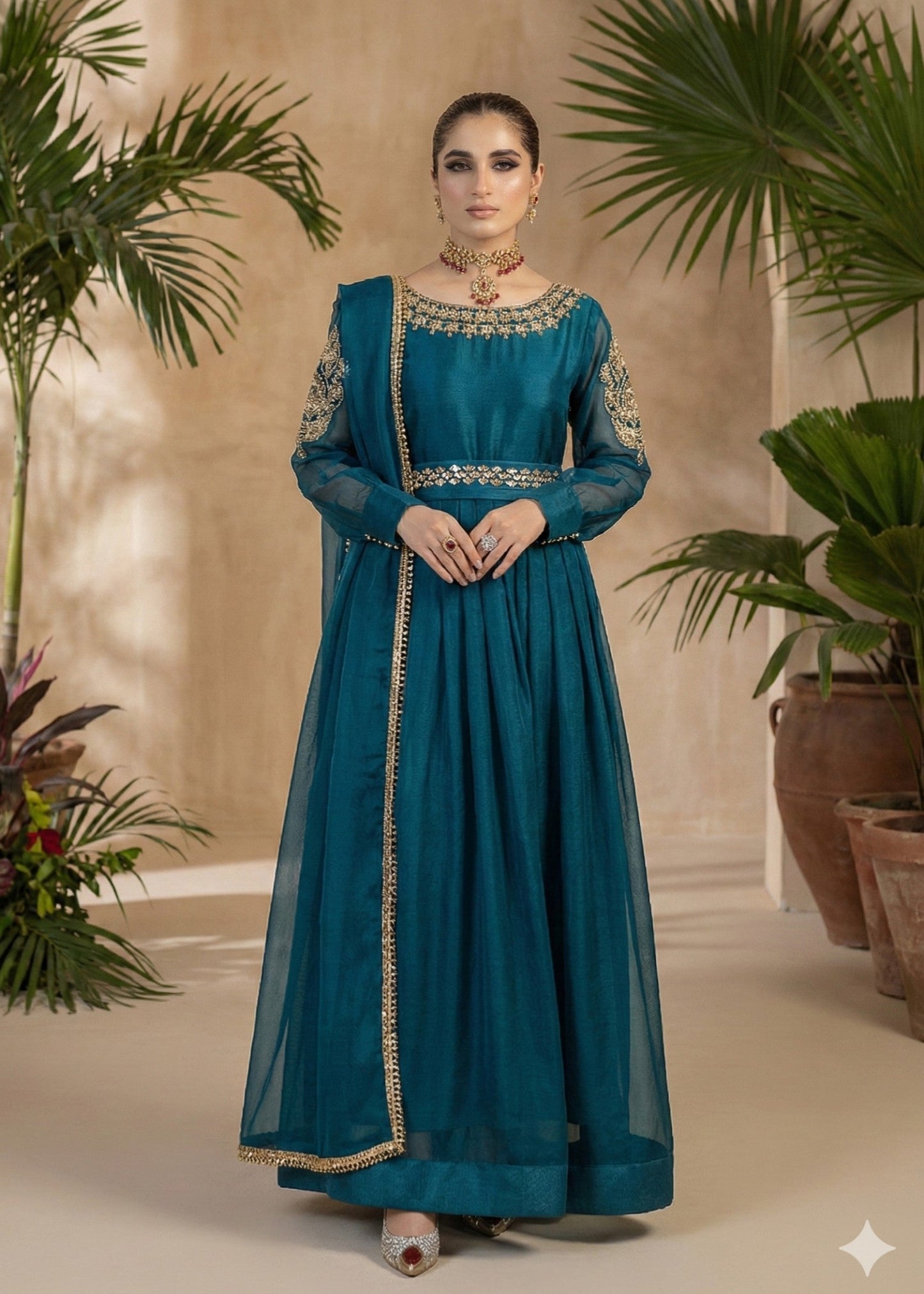 Teal Bliss - 3pc Polyester Chiffon