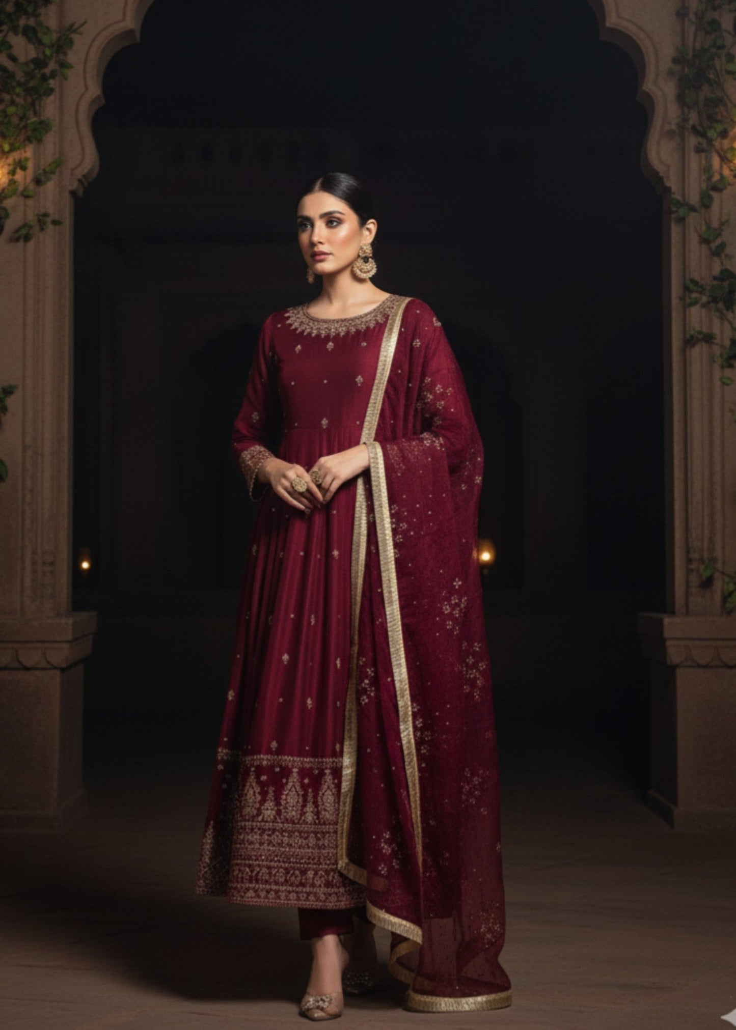 Maroon Bloom | 3pcs Kattan Silk Maxi