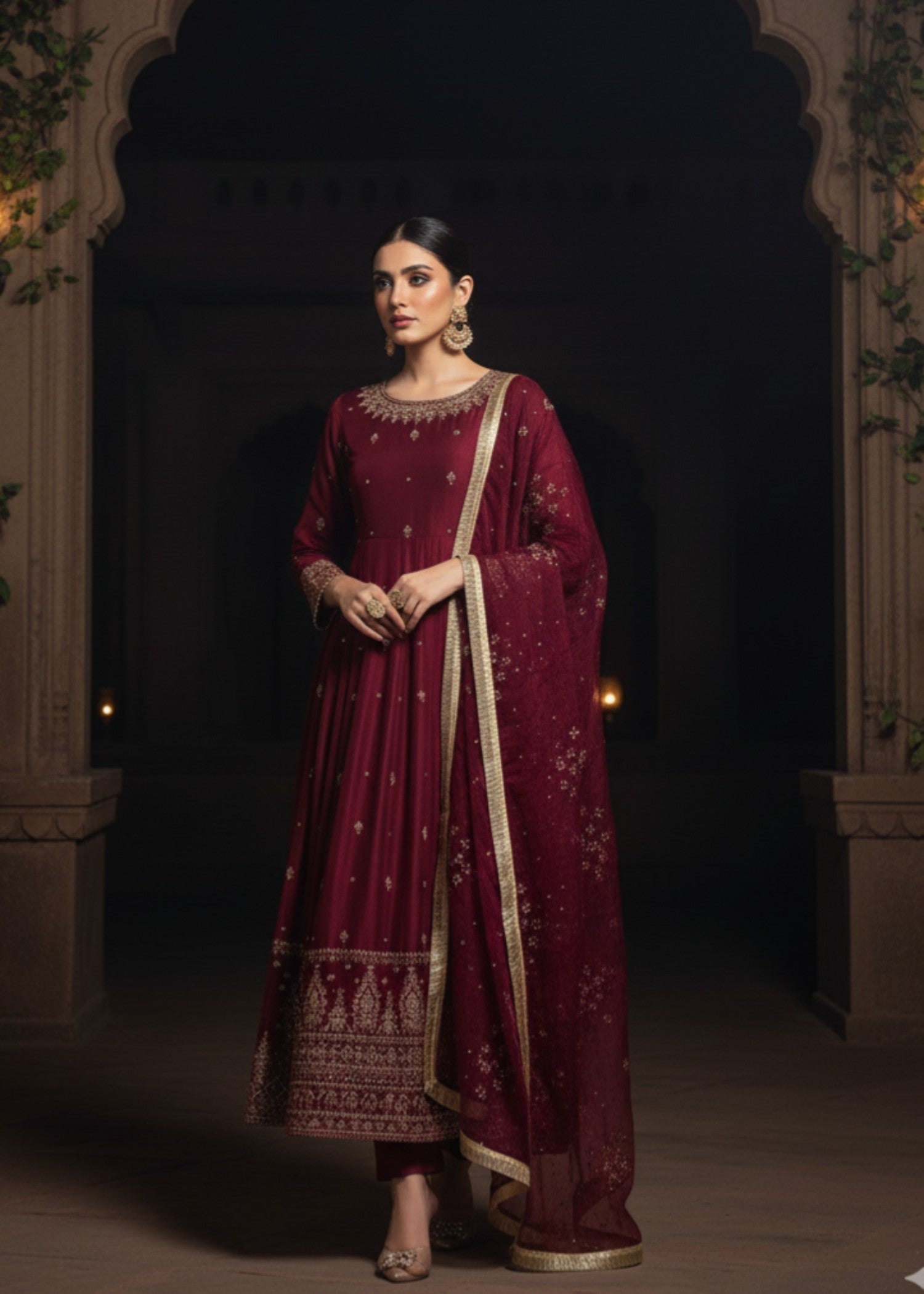 Maroon Bloom | 3pcs Kattan Silk Maxi