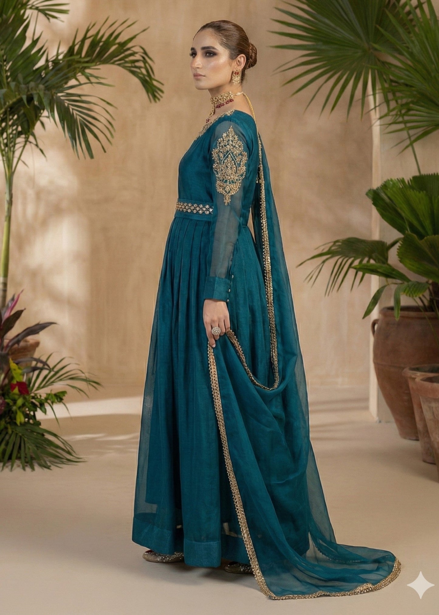 Teal Bliss - 3pc Polyester Chiffon