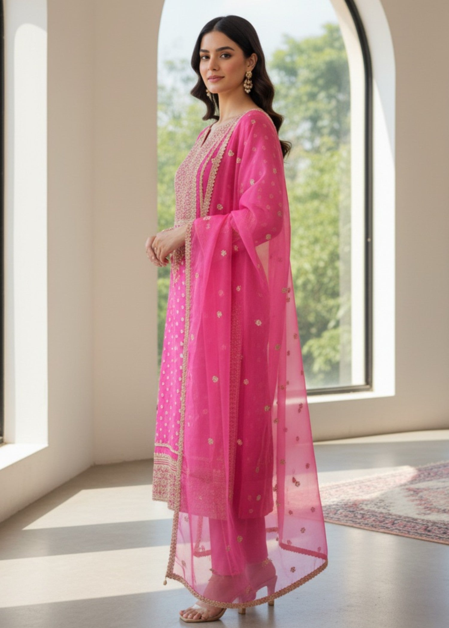 Pink Glory | 3pcs Kattan Silk Kurta Set