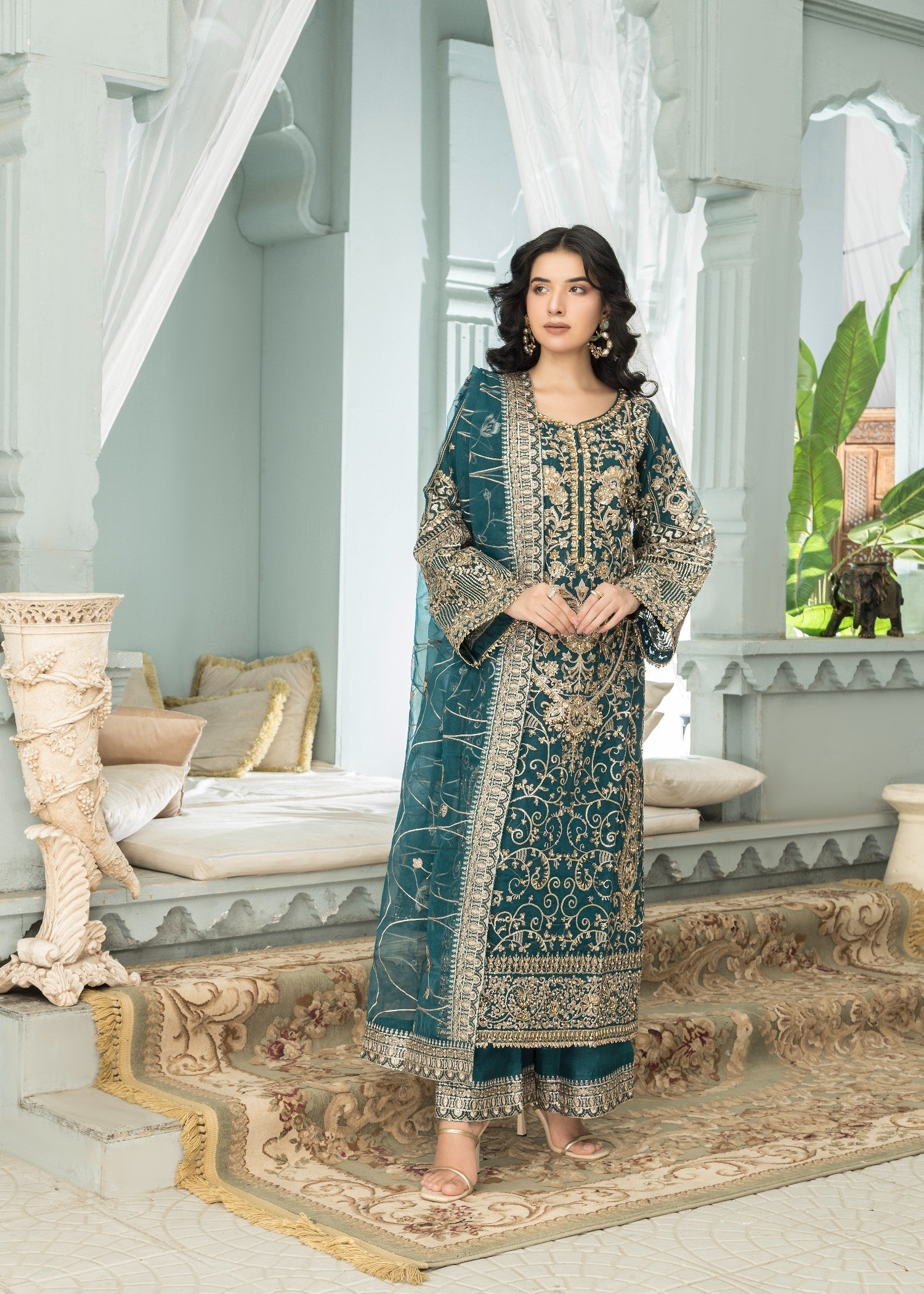 Taara Teal | 3pcs Organza