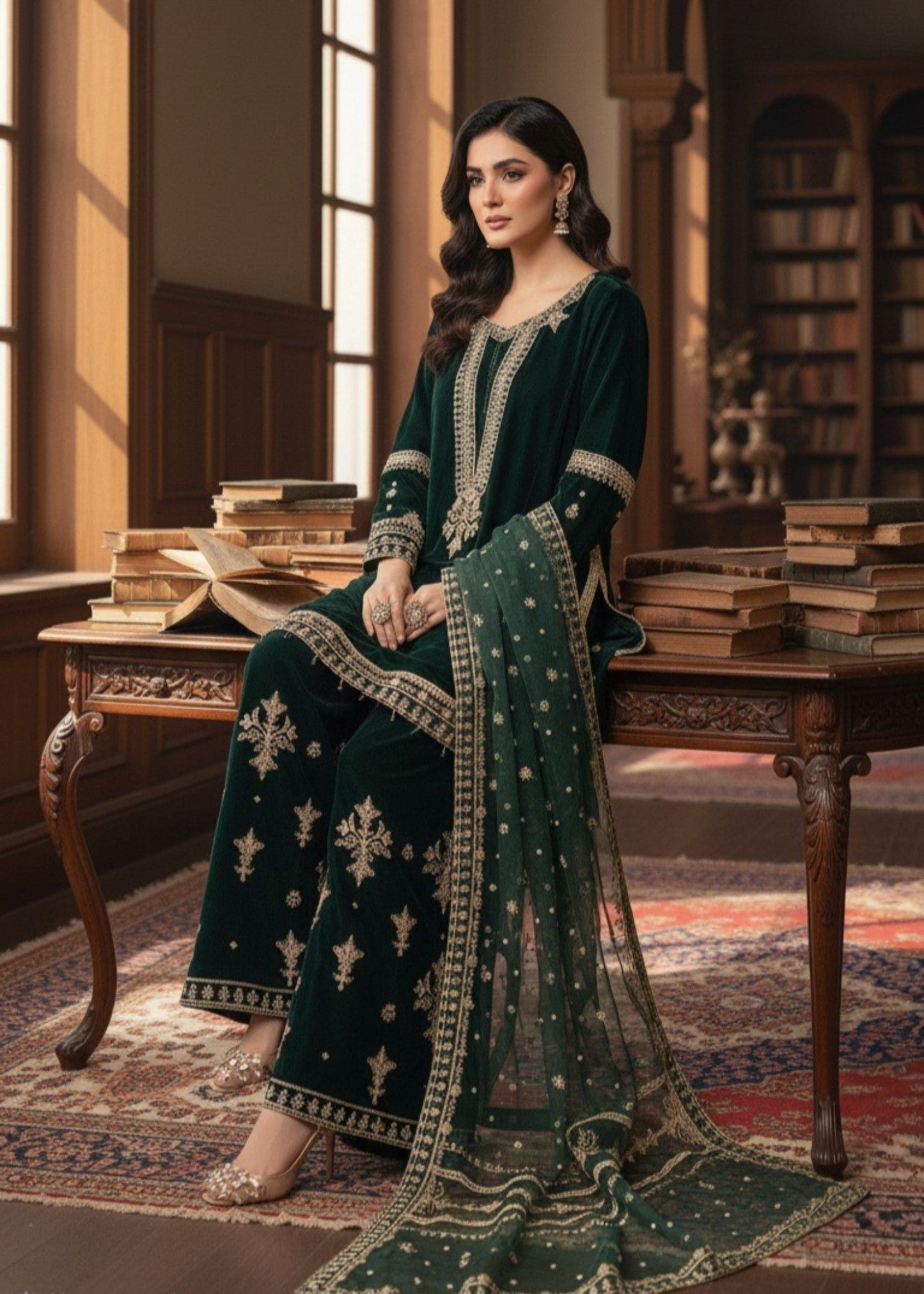 Dark Green Regalia | 3pcs Velvet