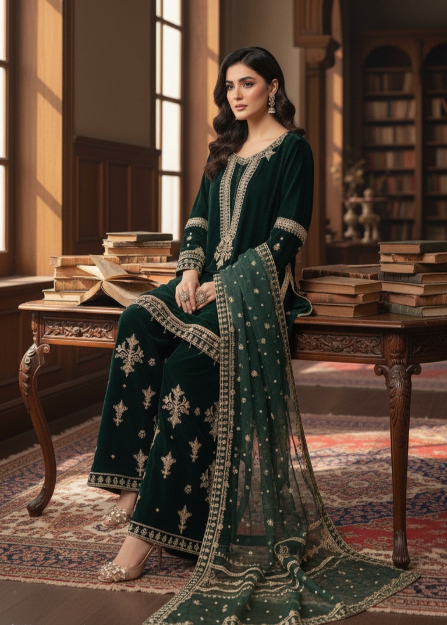 Dark Green Regalia | 3pcs Velvet