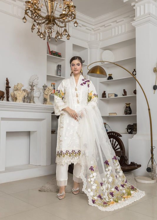 Gul White | 3pcs Organza