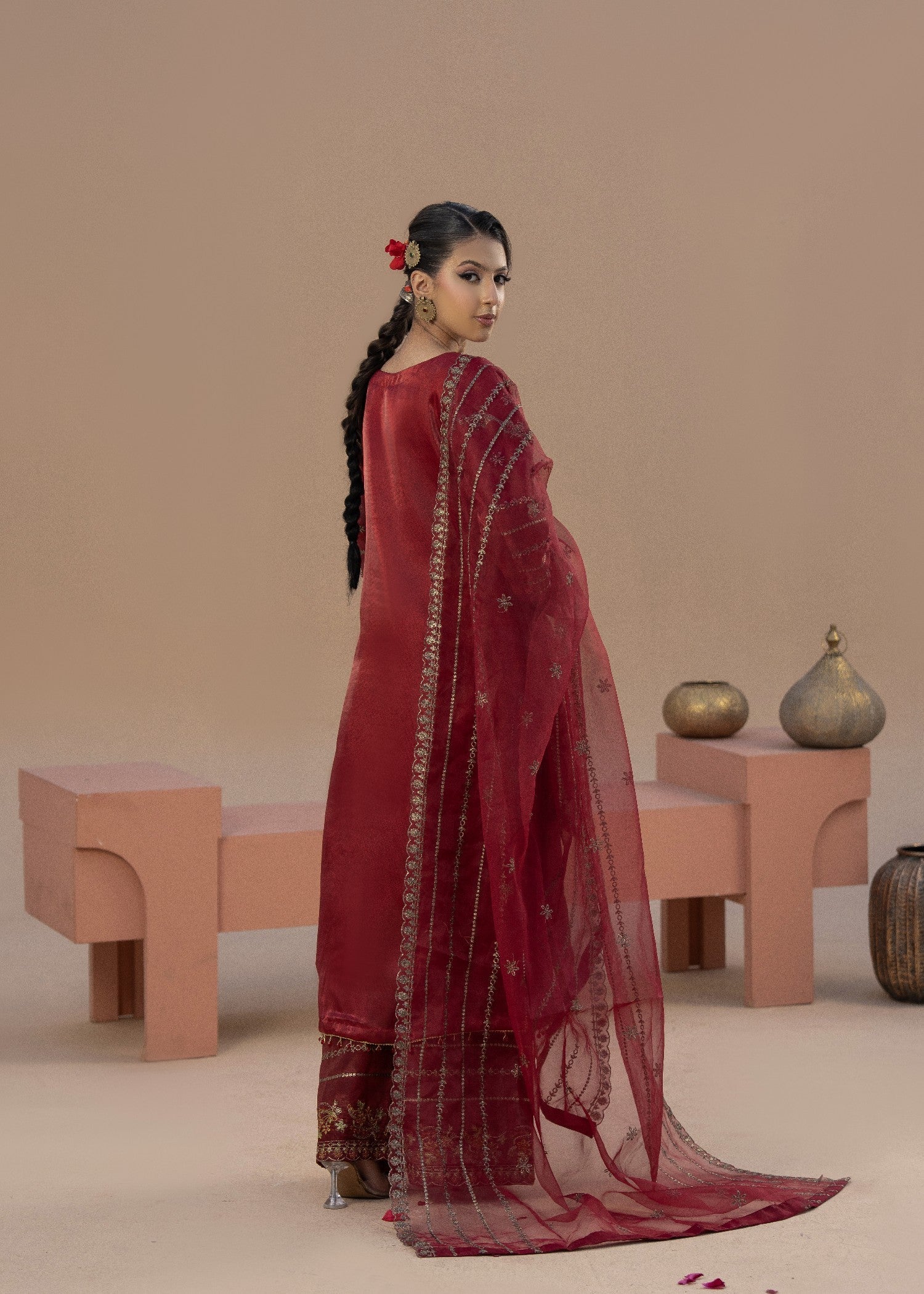 Riya Red | 3pcs Silk