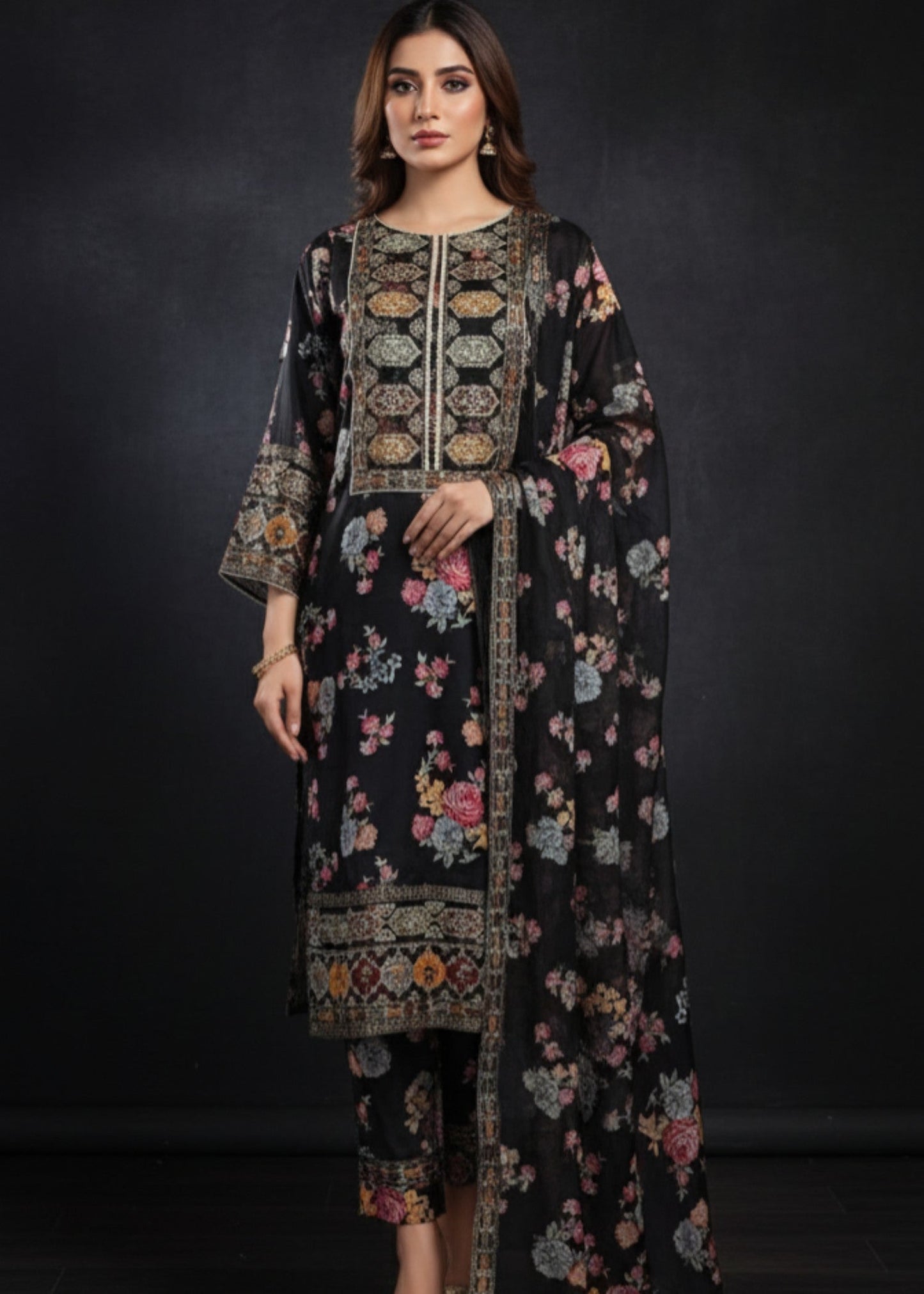 NOOR BLK | 3 pcs Shimoz Silk