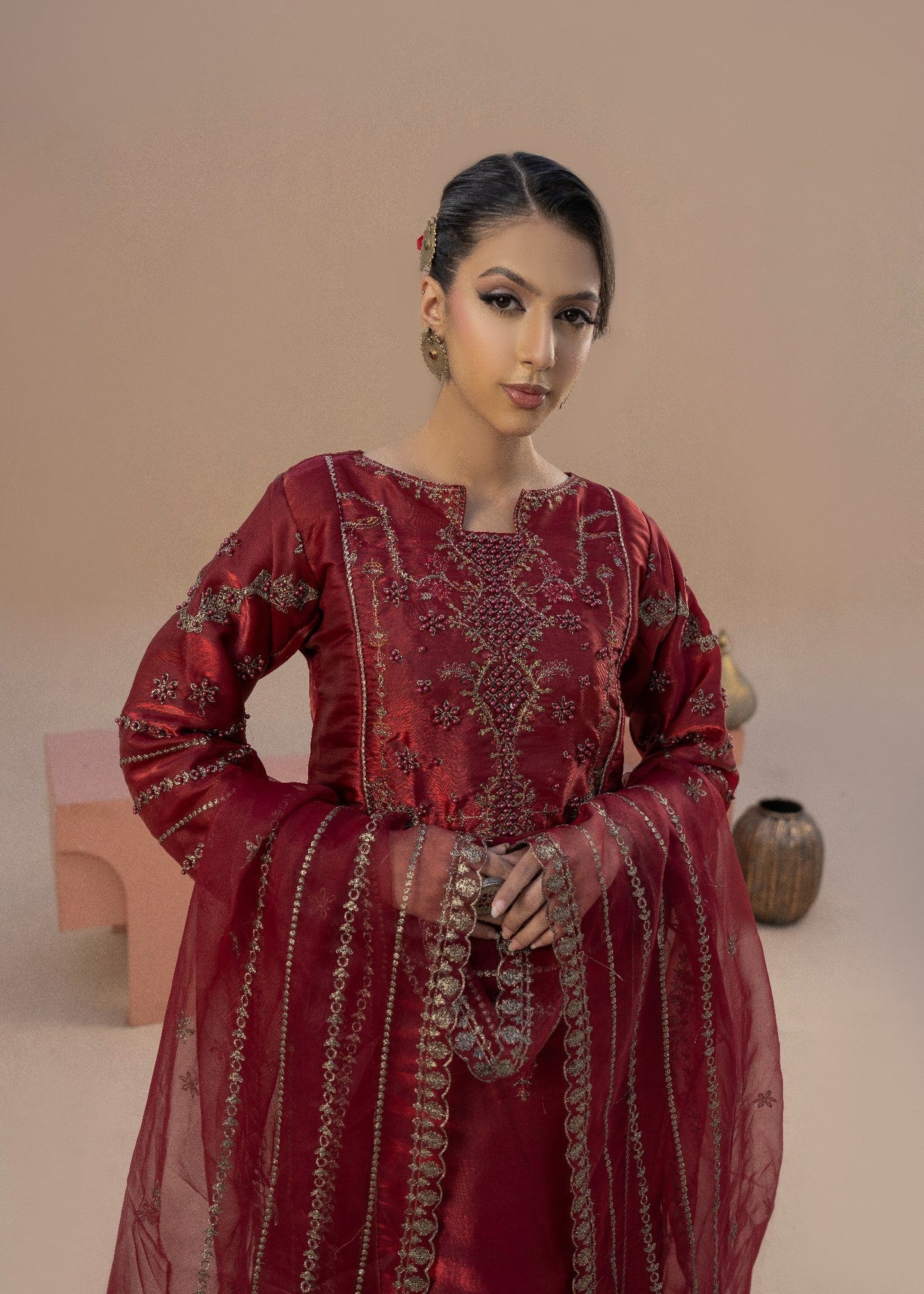 Riya Red | 3pcs Silk