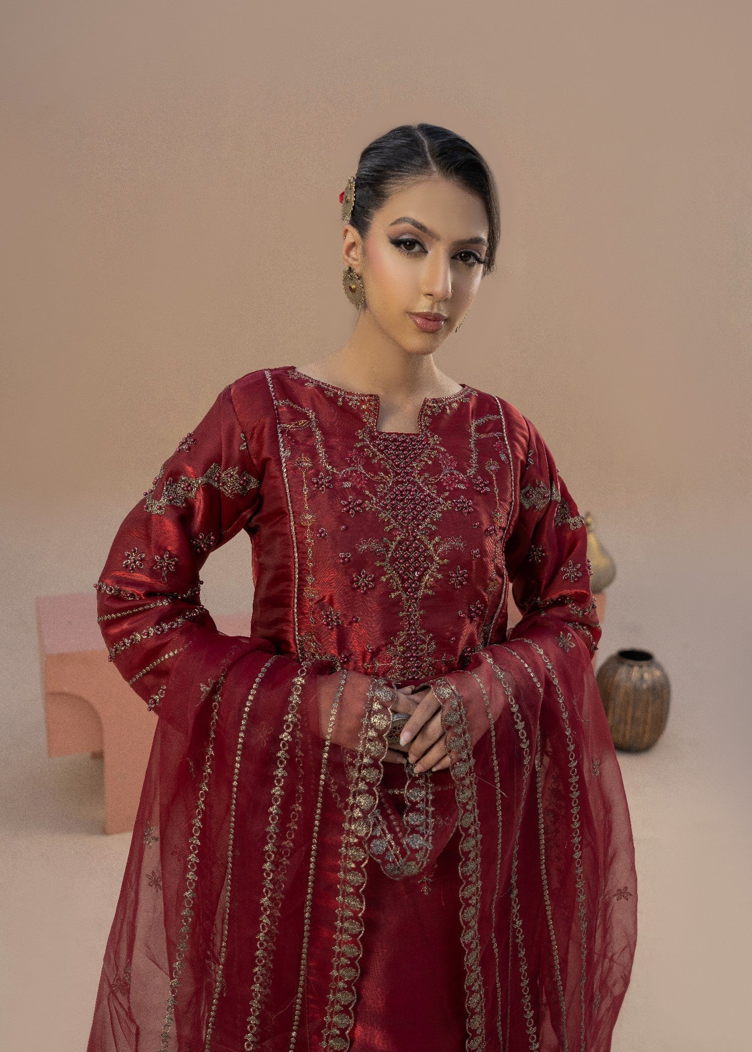 Riya Red | 3pcs Silk