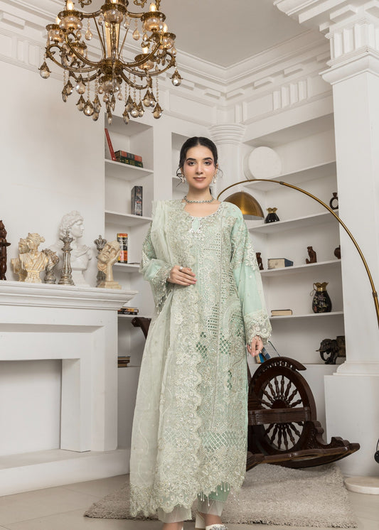 Mehar Mint Green | 3pcs Organza