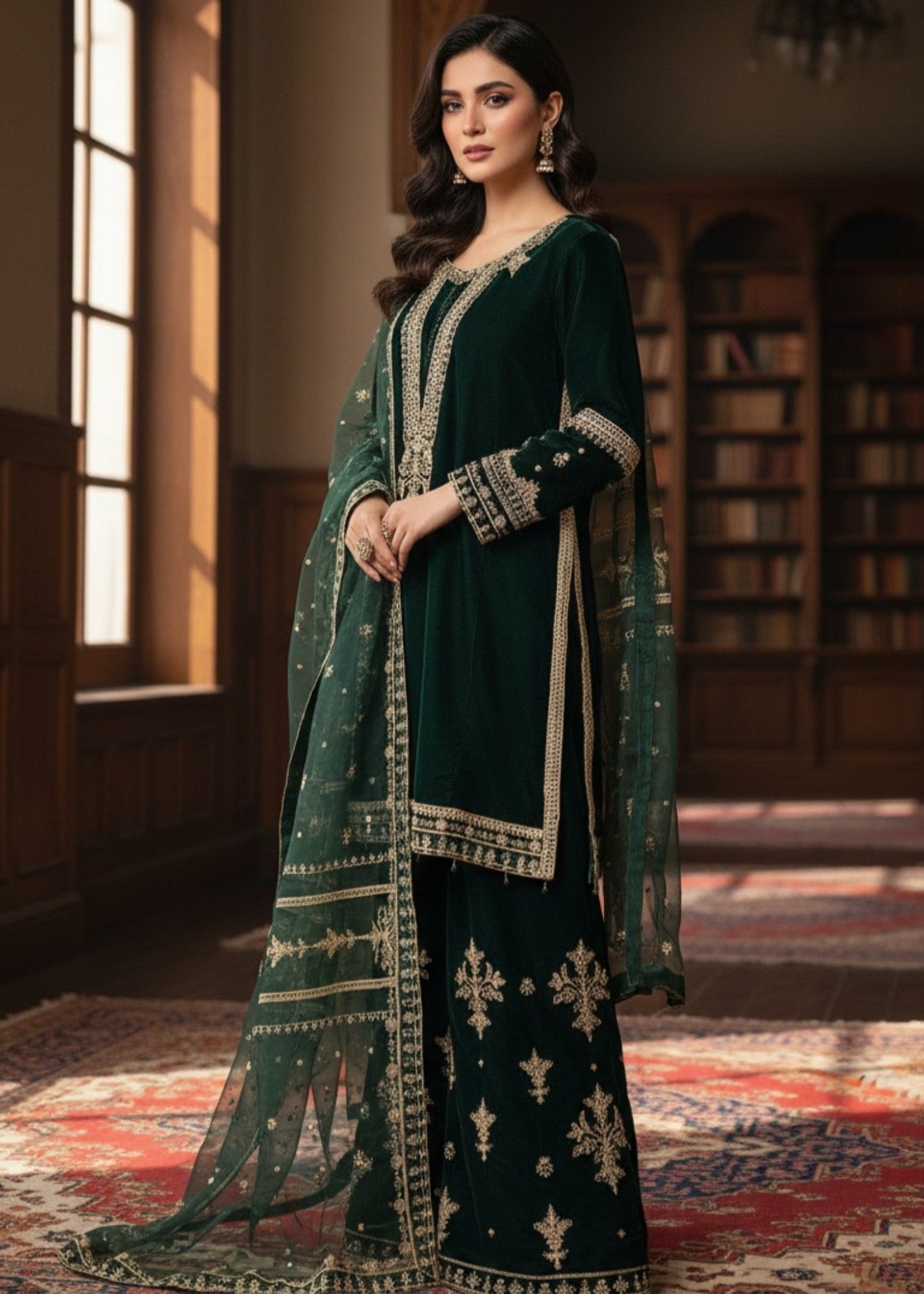 Dark Green Regalia | 3pcs Velvet