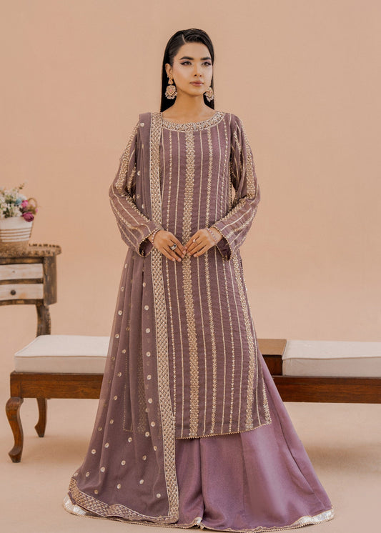 Hania Mauve | 3pcs Sharara Set
