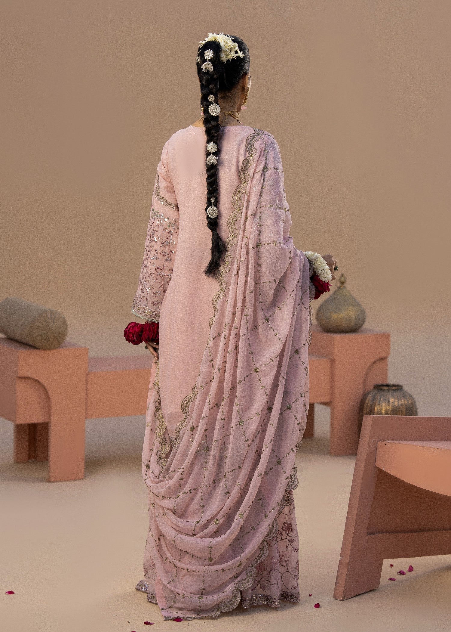 Banno Pink | 3pcs Chiffon Gharara Set