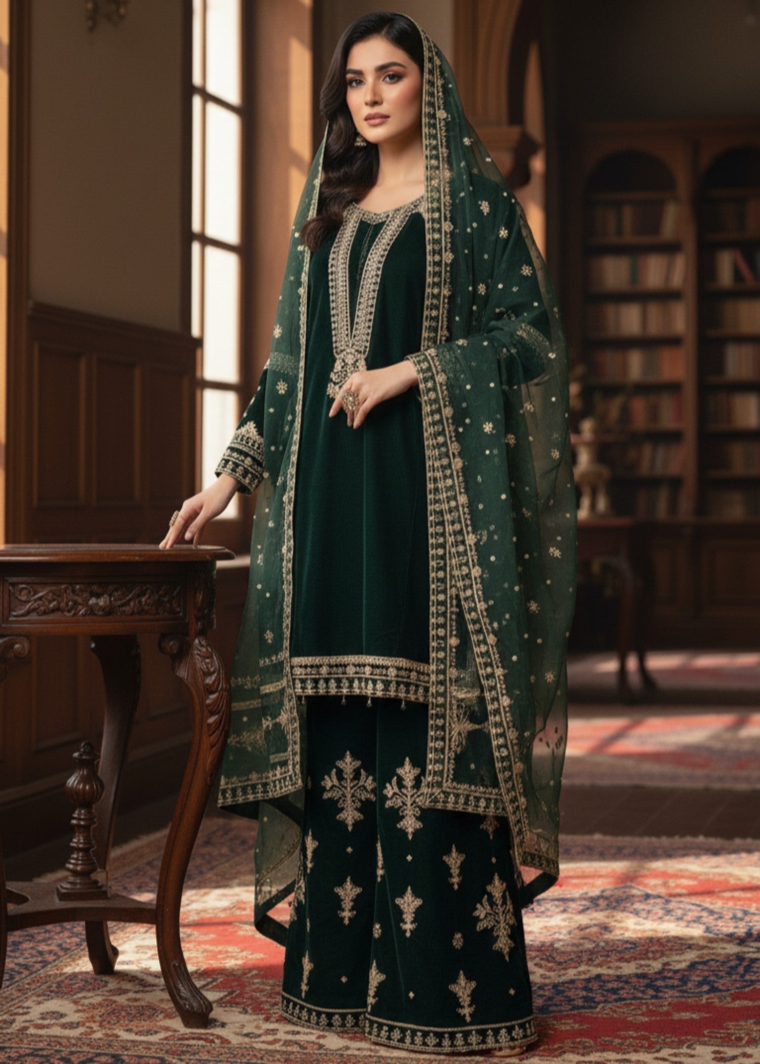 Dark Green Regalia | 3pcs Velvet