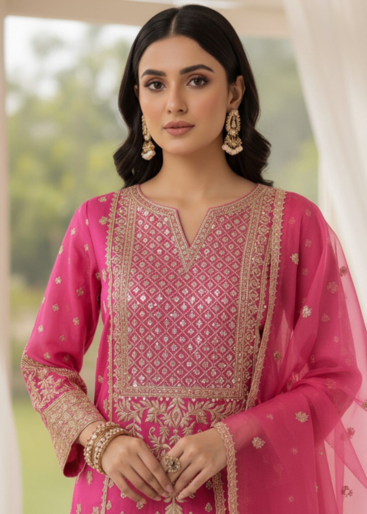 Pink Glory | 3pcs Kattan Silk Kurta Set