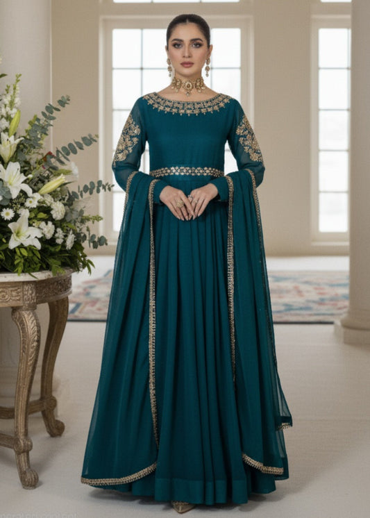 Blissful Blue- 3pc Polyester Chiffon