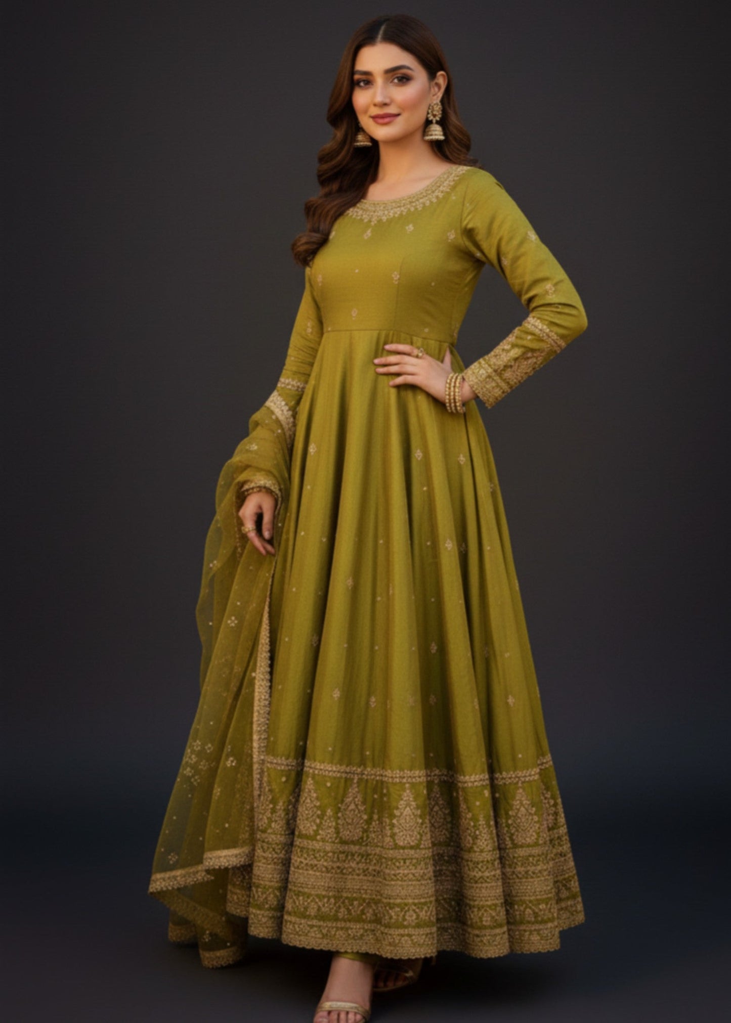 Olive Bloom | 3pcs Kattan Silk Maxi
