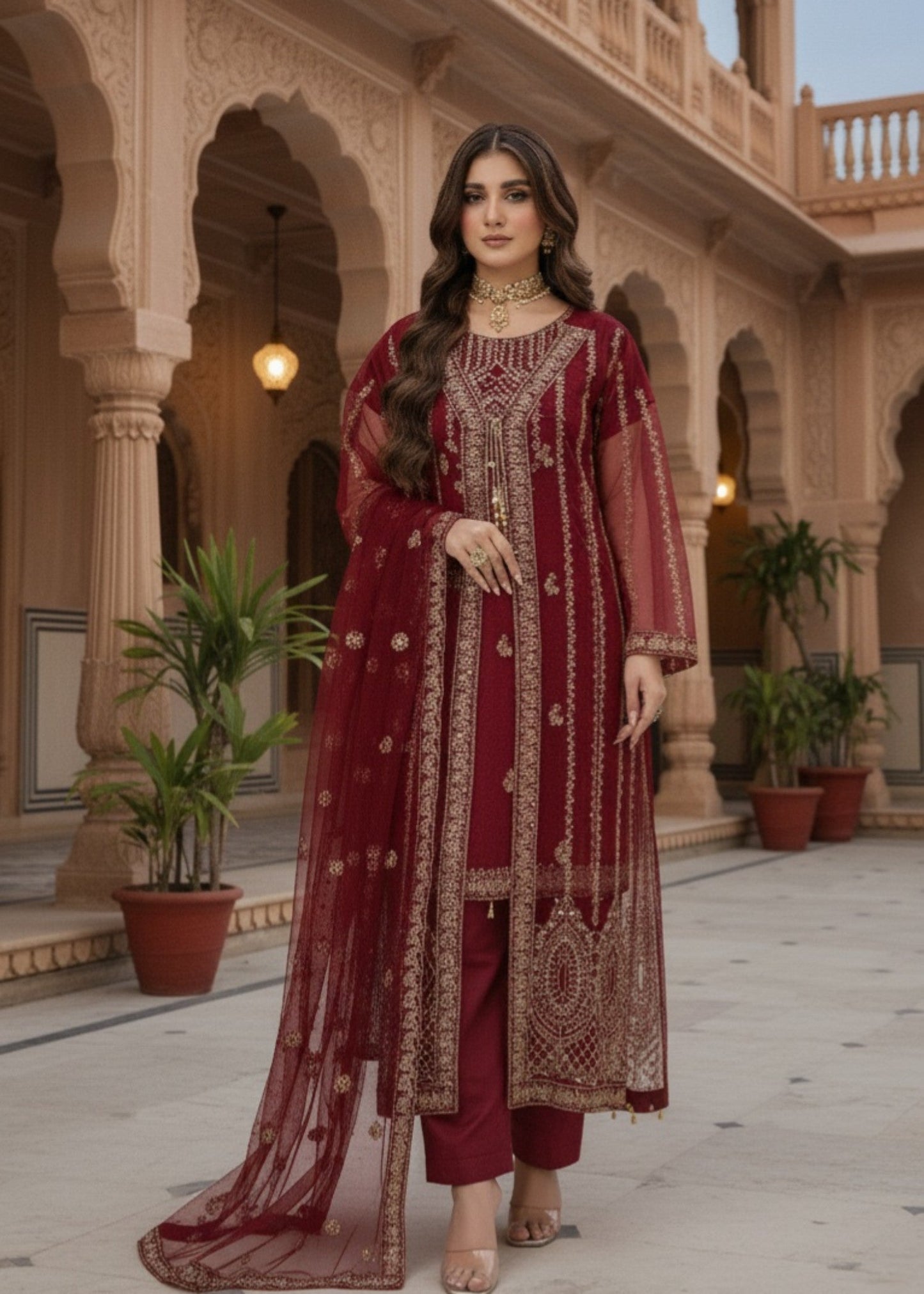 Red Elegance | 4pcs Net Maxi