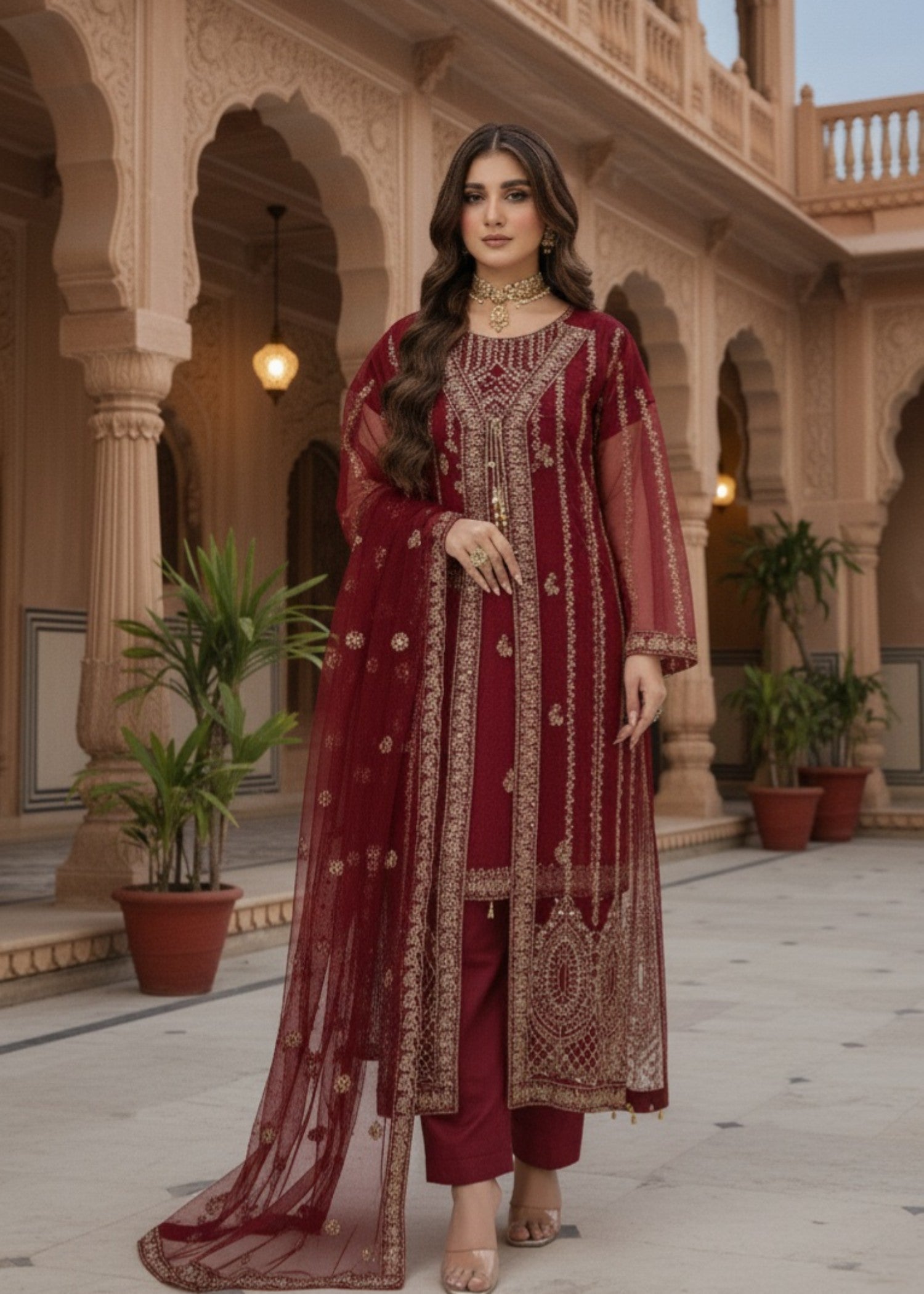 Red Elegance | 4pcs Net Maxi