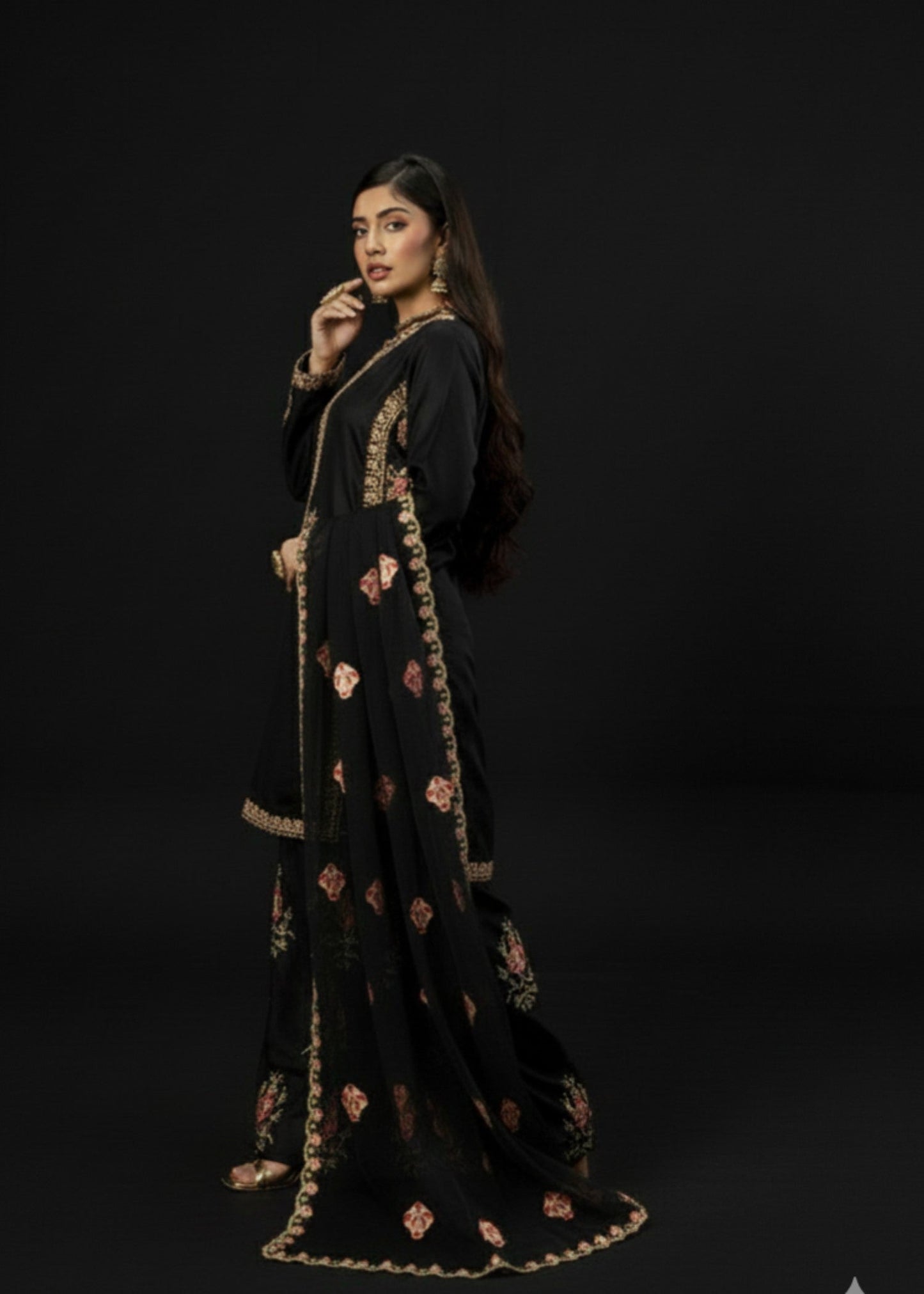 Farshi Luxe Black | 3 Pieces Silk