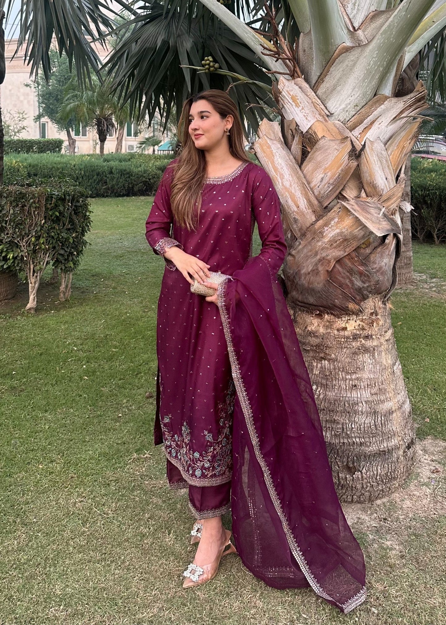 Plum Pret | 3pcs Silk Kurta Set