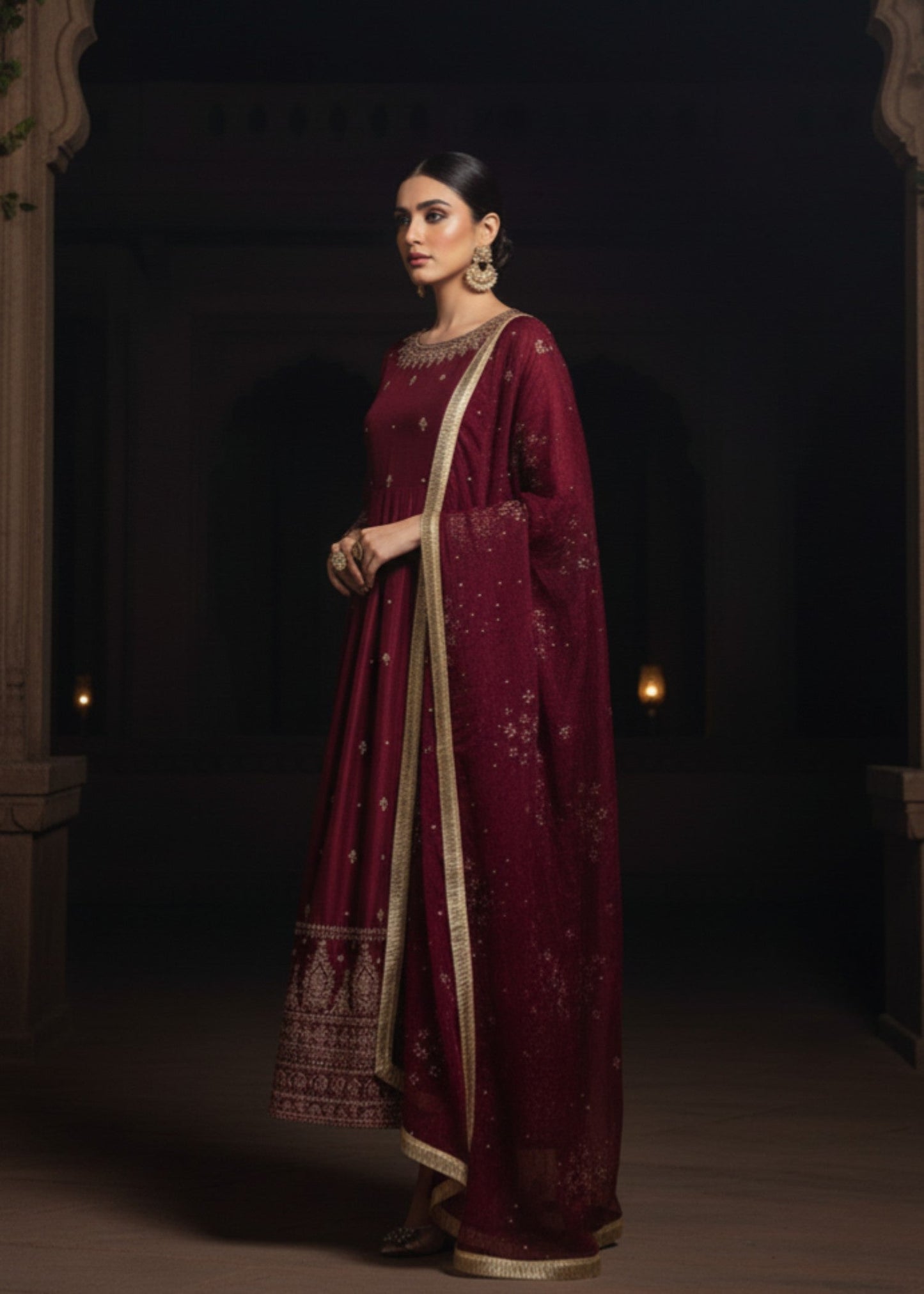 Maroon Bloom | 3pcs Kattan Silk Maxi