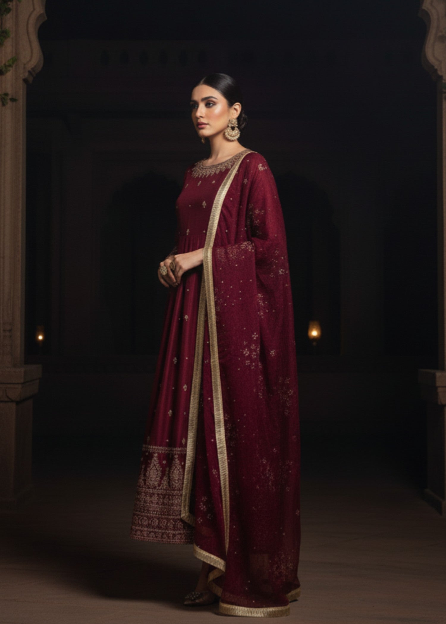 Maroon Bloom | 3pcs Kattan Silk Maxi