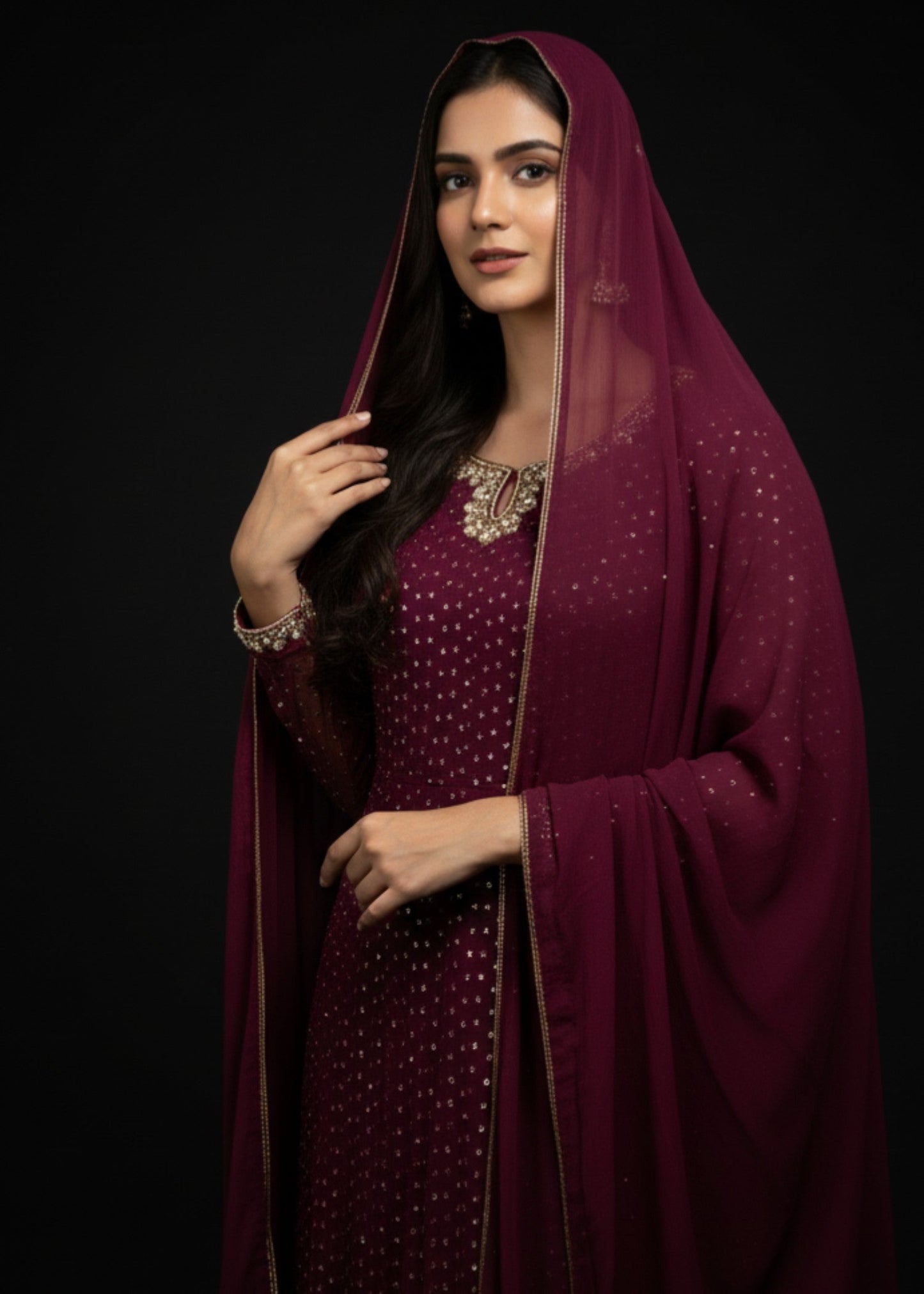 Wine Bliss | 3pcs Chiffon Maxi