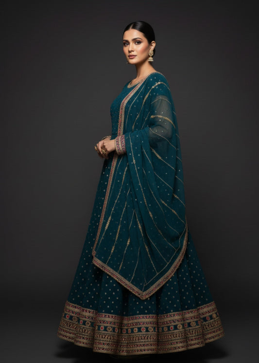 Teal Bliss | 3pcs Chiffon Maxi