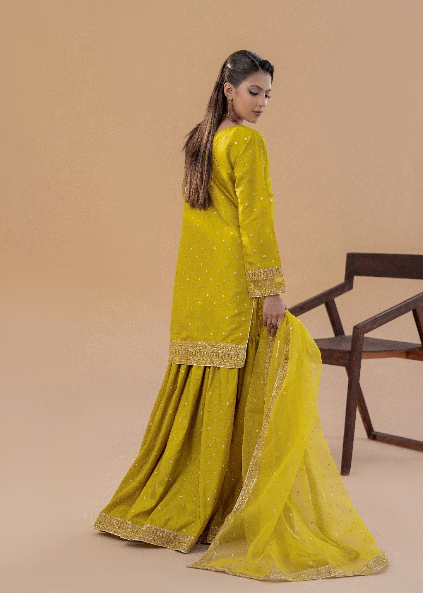 Paaro Yellow | 3pcs Silk Gharara Set