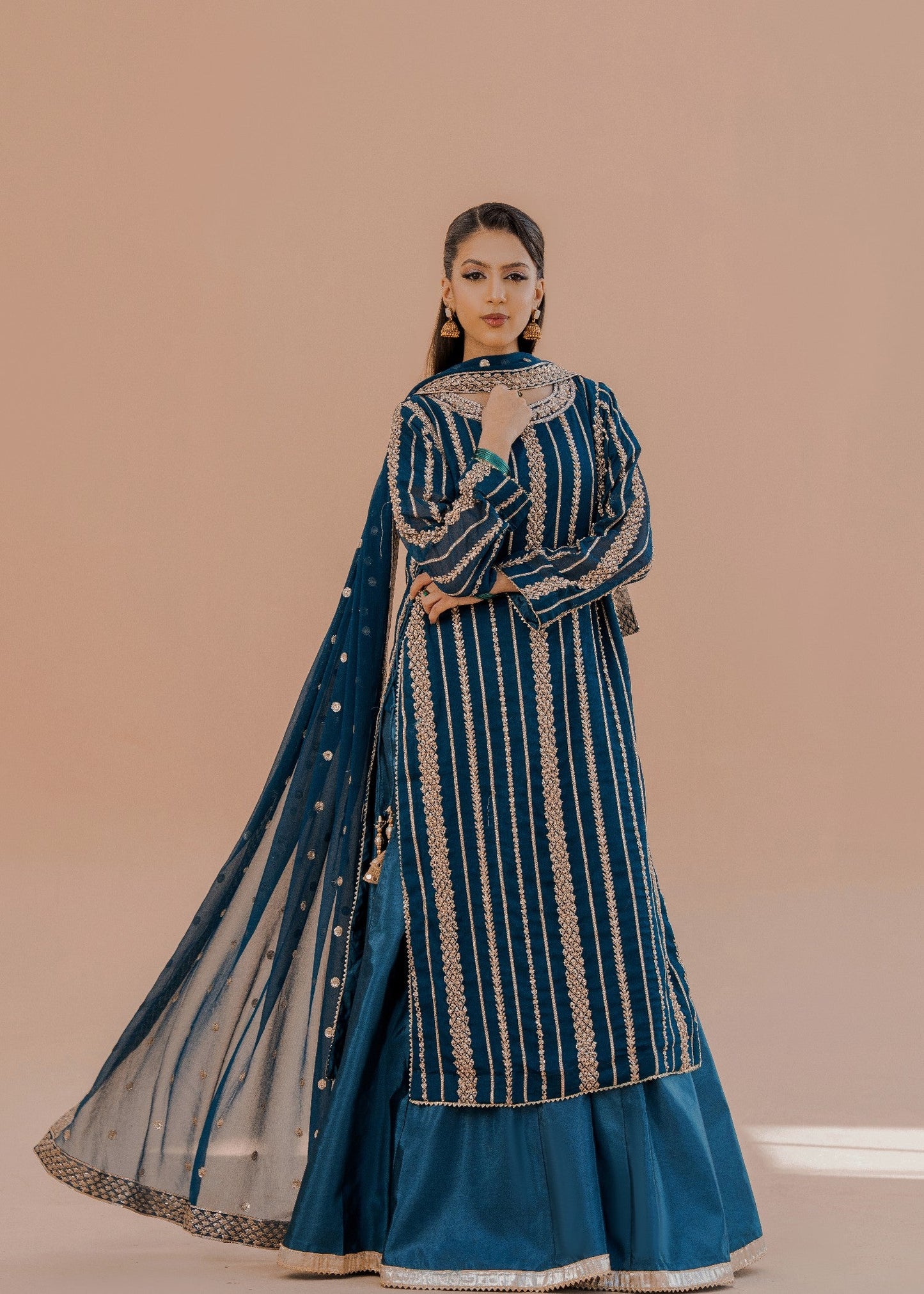 Hania Teal | 3pcs Sharara Set