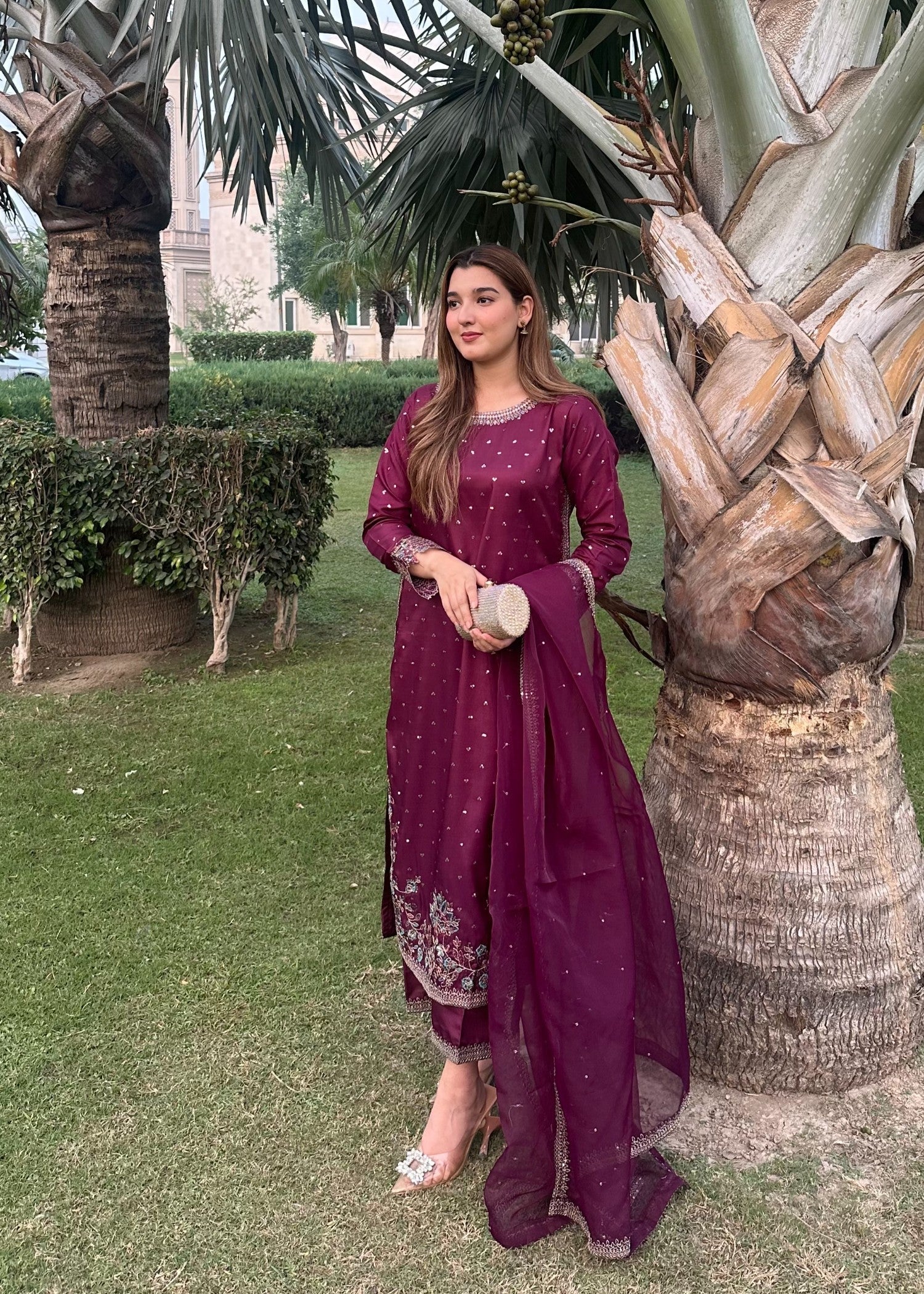 Plum Pret | 3pcs Silk Kurta Set