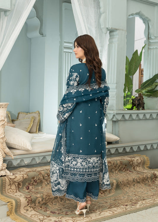 Baagh Teal | 3pcs Organza