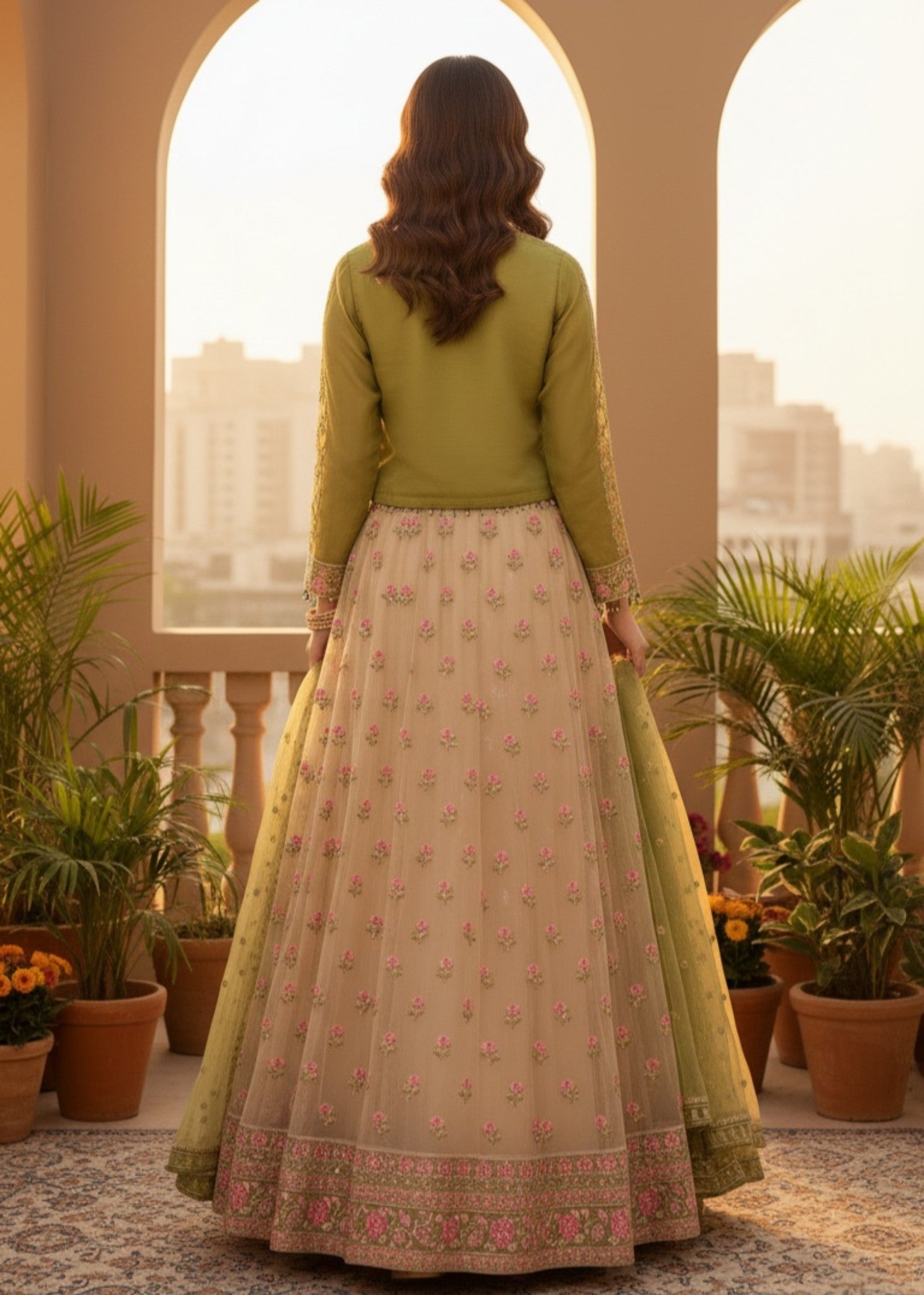 Mehndi Glow | 3pcs Lehenga Set
