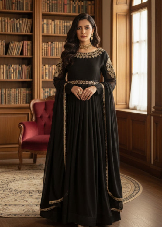 Blissful Black | 3pcs Chiffon Maxi